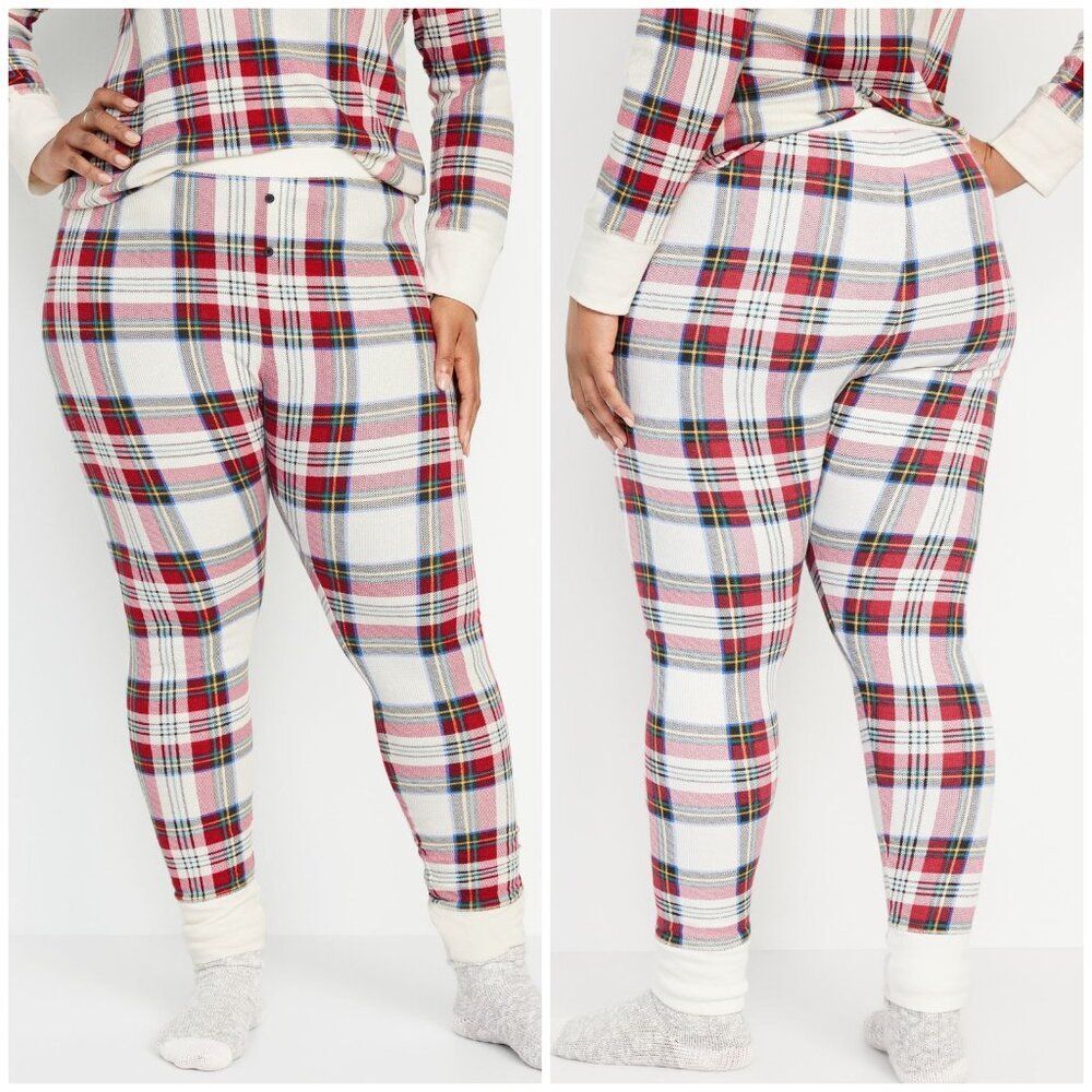 New Old Navy Multicolor Thermal Cozy Warm Pajama Leggings Pants 2X Christmas